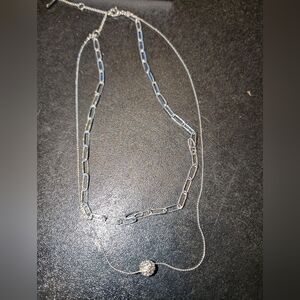 Nine West Silver Necklace with Fine Chain and Small Pendant